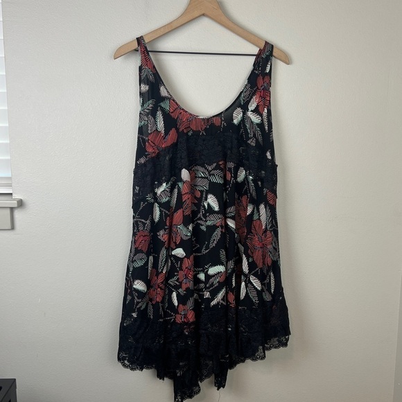 Free People Black Floral Swing Slip Lace Dress Tunic - Picture 3 of 5